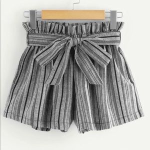 Grey and black stripped flowy shorts